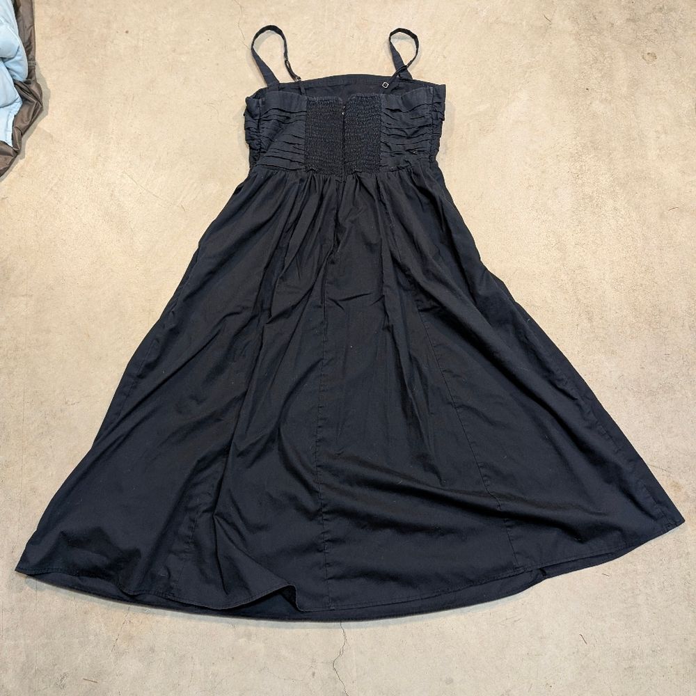 Abercrombie & Fitch Womens L Black Midi Sundress with Shirred Bodice